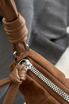 Suede Croissant Shape Shoulder Bag - Handbags by Trendsi | Available at Handbags Specialist Headquarter