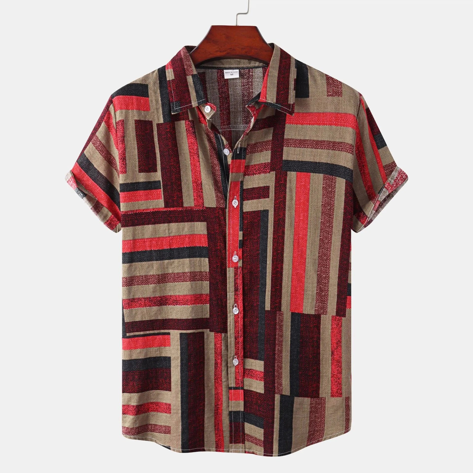 Men's Plus Size Short Sleeve Button-Down Casual Shirt - mens-shirts by Trendsi | Available at Handbags Specialist Headquarter