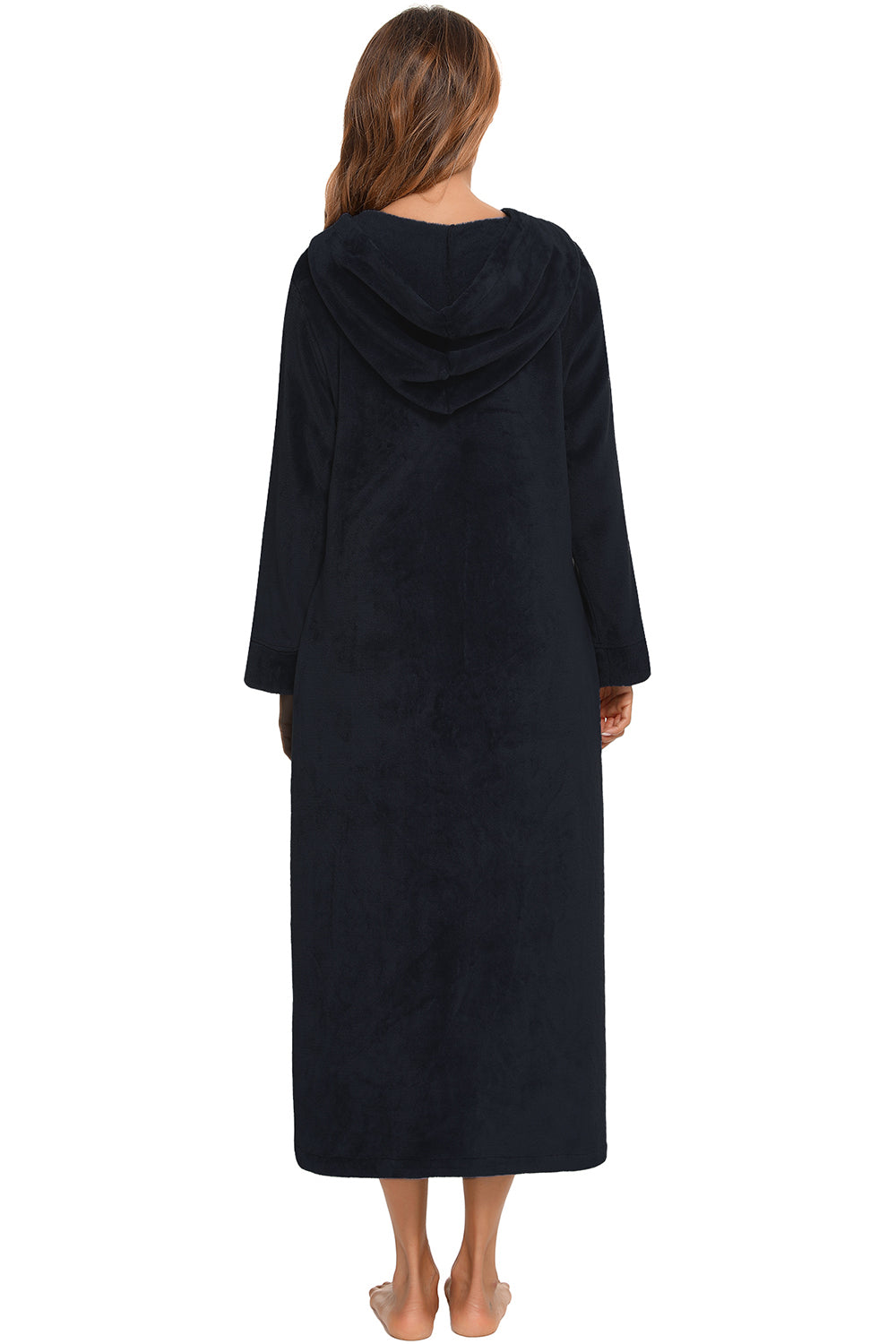 Zip Front Hooded Night Dress with Pockets - Sleepwear by Trendsi | Available at Handbags Specialist Headquarter