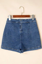 Asymmetrical Denim Skort with Pockets - Women / Jeans & Denim by Trendsi | Available at Handbags Specialist Headquarter