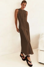 Contrast Stitching Maxi Tank Dress - Maxi Dress by Trendsi | Available at Handbags Specialist Headquarter