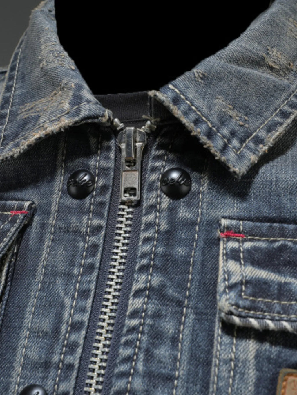 Men's Plus Size Washed Zip Up Denim Jacket with Chest Pockets - Men's jackets by Trendsi | Available at Handbags Specialist Headquarter