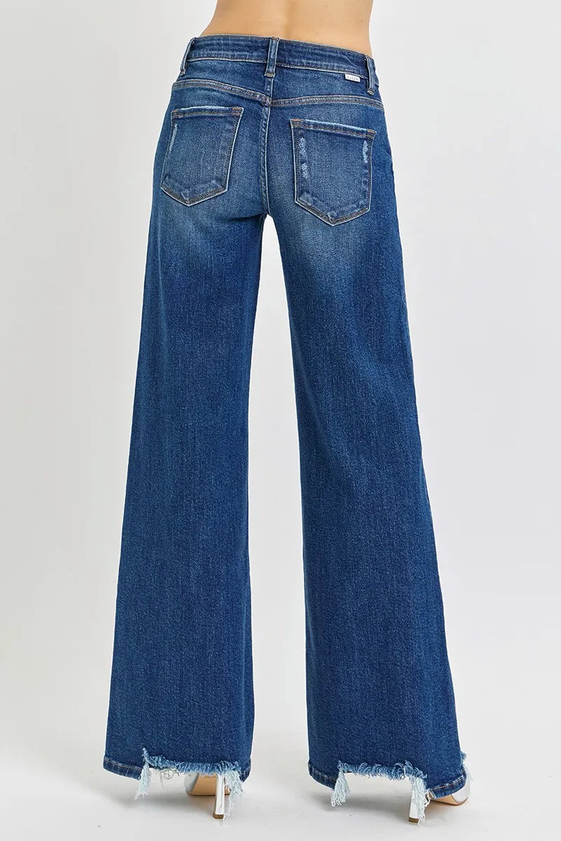 RISEN Full Size Mid Rise Wide Jeans Plus Size - Women / Jeans & Denim by Trendsi | Available at Handbags Specialist Headquarter