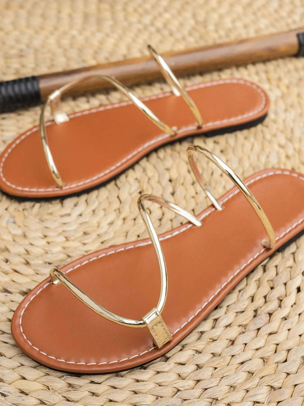 Strappy Leather Flat Sandals - Women Sandals by Trendsi | Available at Handbags Specialist Headquarter