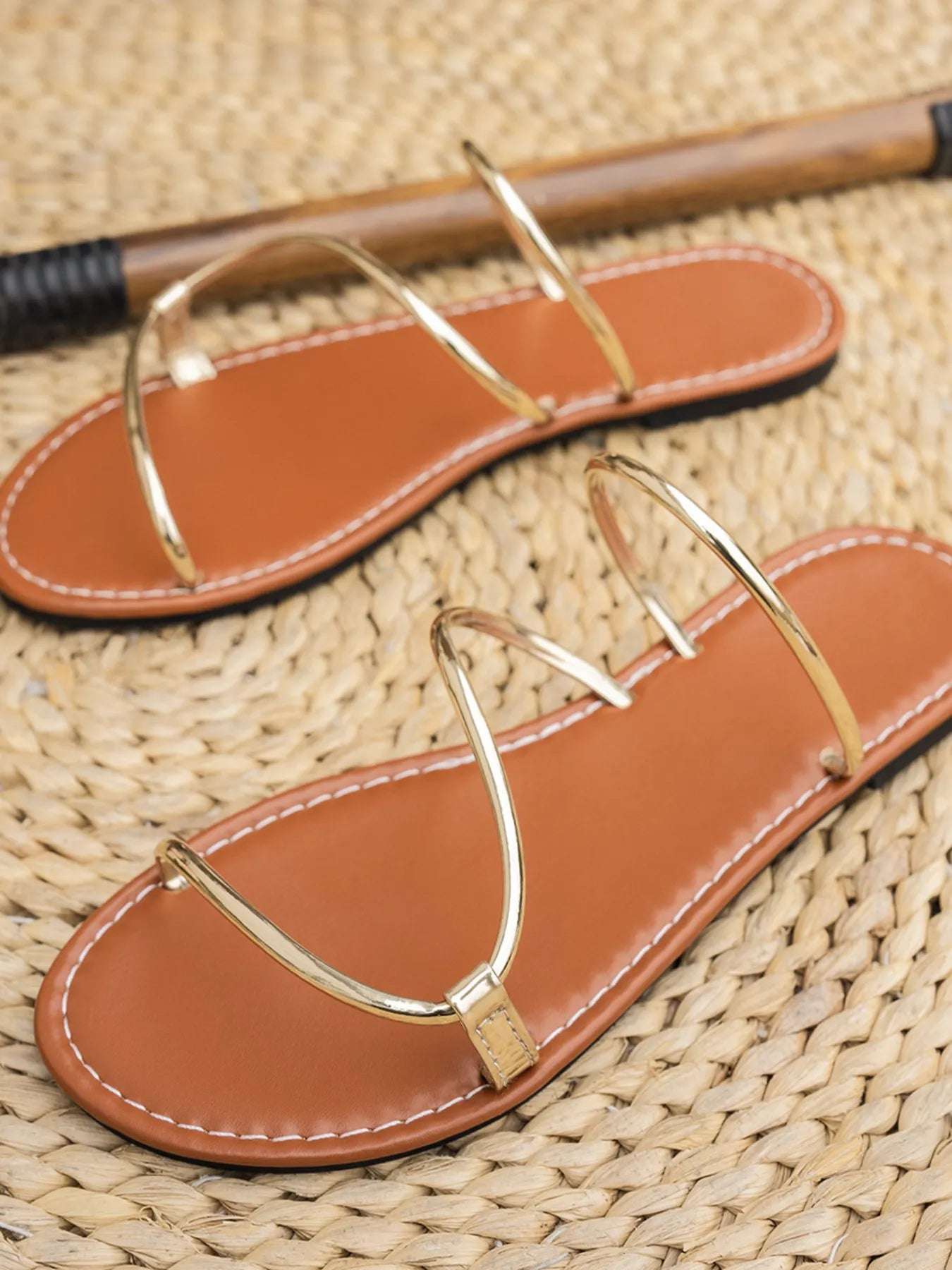 Strappy Leather Flat Sandals - Women Sandals by Trendsi | Available at Handbags Specialist Headquarter
