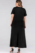 Plus Size Striped Color Block Tee Dress - Dresses by Trendsi | Available at Handbags Specialist Headquarter