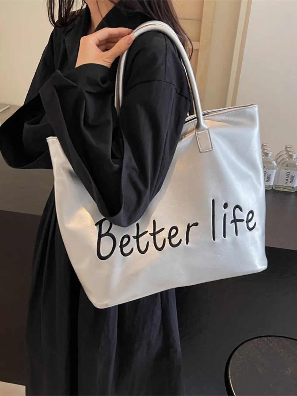 BETTER LIFE PU Leather Tote Bag - Tote Bag by Trendsi | Available at Handbags Specialist Headquarter