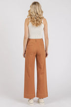 Mittoshop Twill Patch Pocket High Rise Wide Leg Pants - Women Pants by Trendsi | Available at Handbags Specialist Headquarter