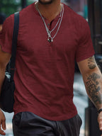 Men's Full Size Button Henley Collar Polo Shirt Plus Size - Men's Polo shirt by Trendsi | Available at Handbags Specialist Headquarter