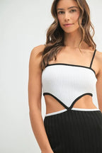 MABLE Ribbed Knit Color Block Cutout Midi Dress - Maxi Dress by Trendsi | Available at Handbags Specialist Headquarter