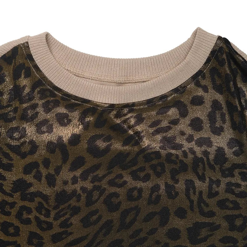 Leopard Round Neck Long Sleeve Sweatshirt - Tops by Trendsi | Available at Handbags Specialist Headquarter