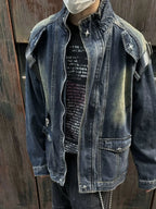 Men's Zip Up Long Sleeve Denim Jacket - Men's jackets by Trendsi | Available at Handbags Specialist Headquarter