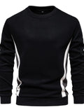 Men's Side Striped Contrast Round Neck Sweatshirt - Men's Sweatshirts by Trendsi | Available at Handbags Specialist Headquarter