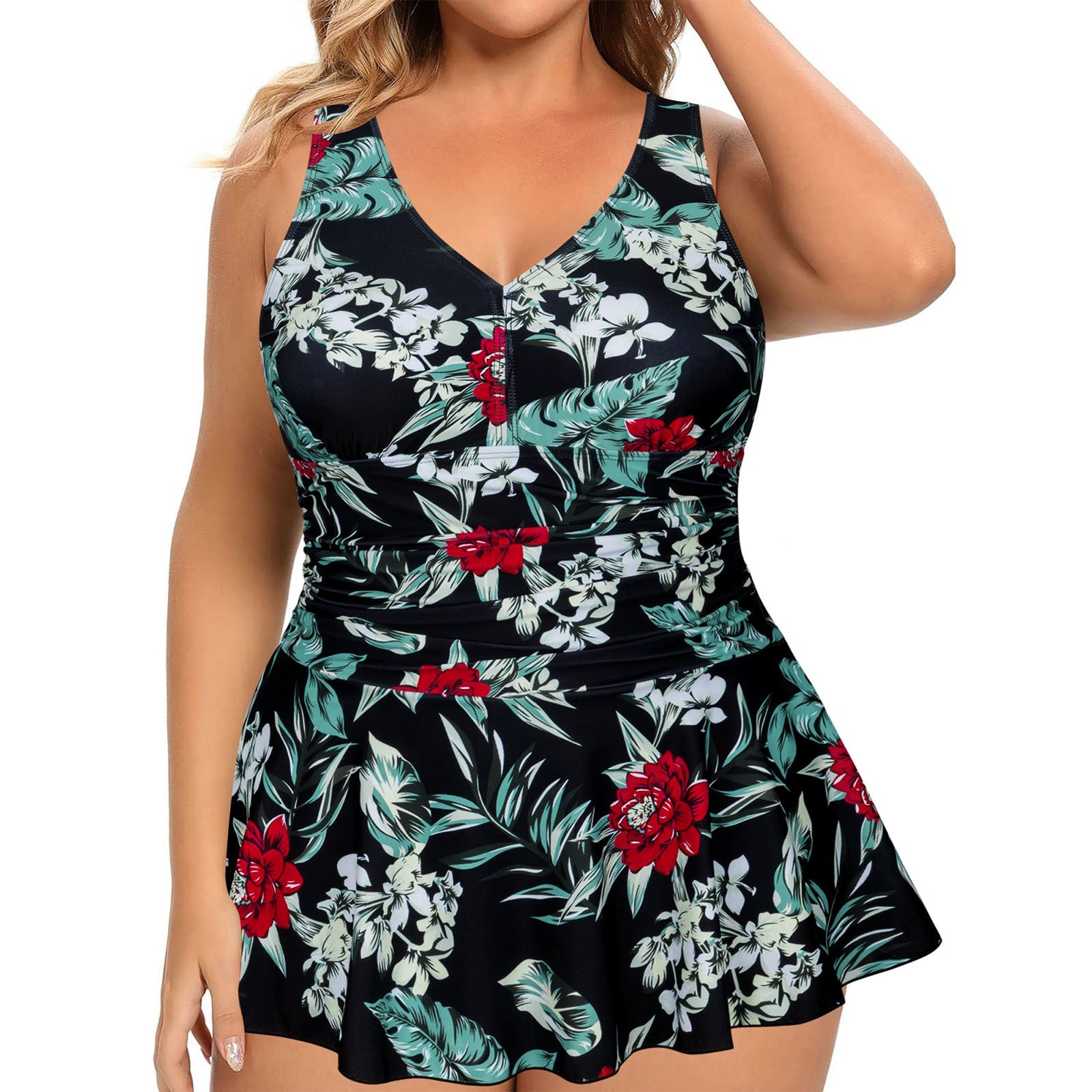 Plus Size Printed Swimsuit Dress