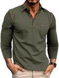 Men's Long Sleeve Polo Shirt with Contrast Stitching - Men's Polo shirt by Trendsi | Available at Handbags Specialist Headquarter
