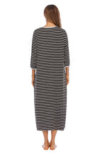 Round Neck Three-Quarter Sleeve Midi Night Dress - Sleepwear by Trendsi | Available at Handbags Specialist Headquarter