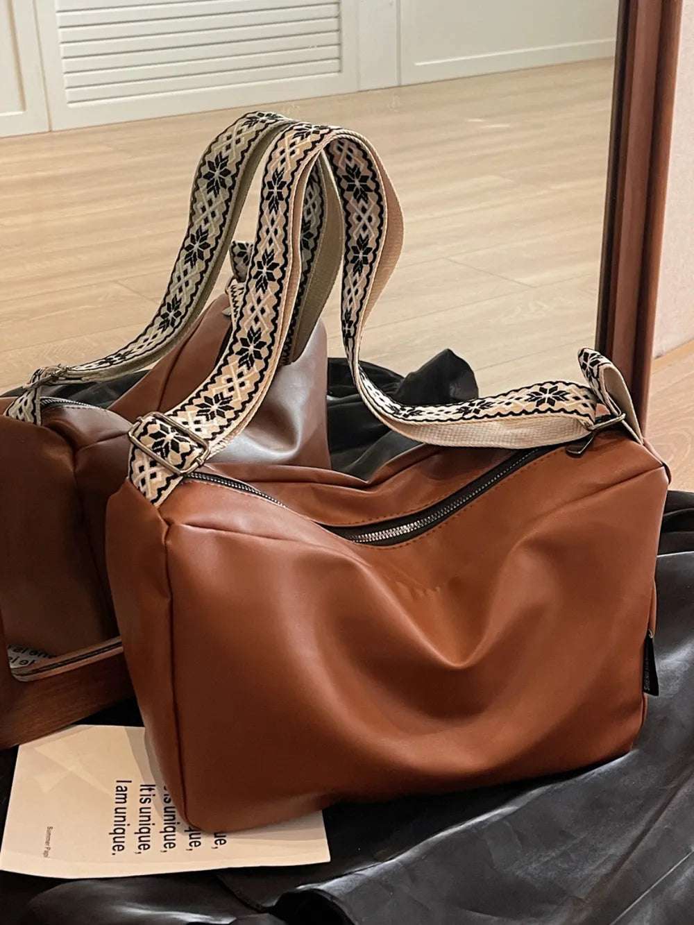 PU Leather Adjustable Strap Crossbody Bag - Crossbody Bag by Trendsi | Available at Handbags Specialist Headquarter