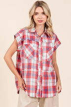 Mittoshop Mineral Wash Plaid Button Down Shirt - Women's Down Shirt Tops by Trendsi | Available at Handbags Specialist Headquarter