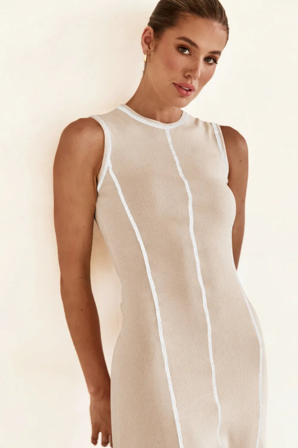 Contrast Stitching Maxi Tank Dress - Maxi Dress by Trendsi | Available at Handbags Specialist Headquarter