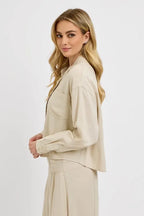 RISEN Button Down Long Sleeve Shirt - Women's Down Shirt Tops by Trendsi | Available at Handbags Specialist Headquarter