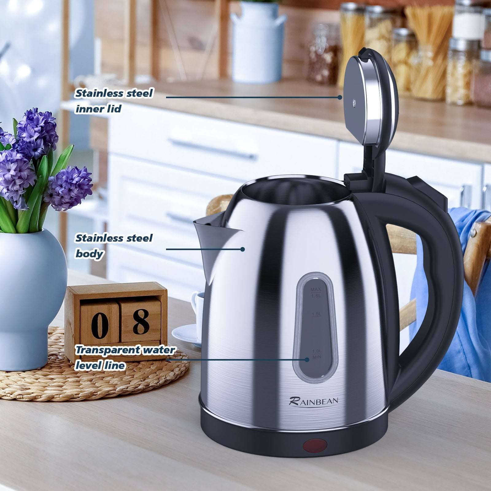 RapidBoil 1.8L Electric Kettle with Safety Features - Decor by Trendsi | Available at Handbags Specialist Headquarter