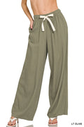 Zenana Linen Drawstring Pants - Women Pants by Trendsi | Available at Handbags Specialist Headquarter