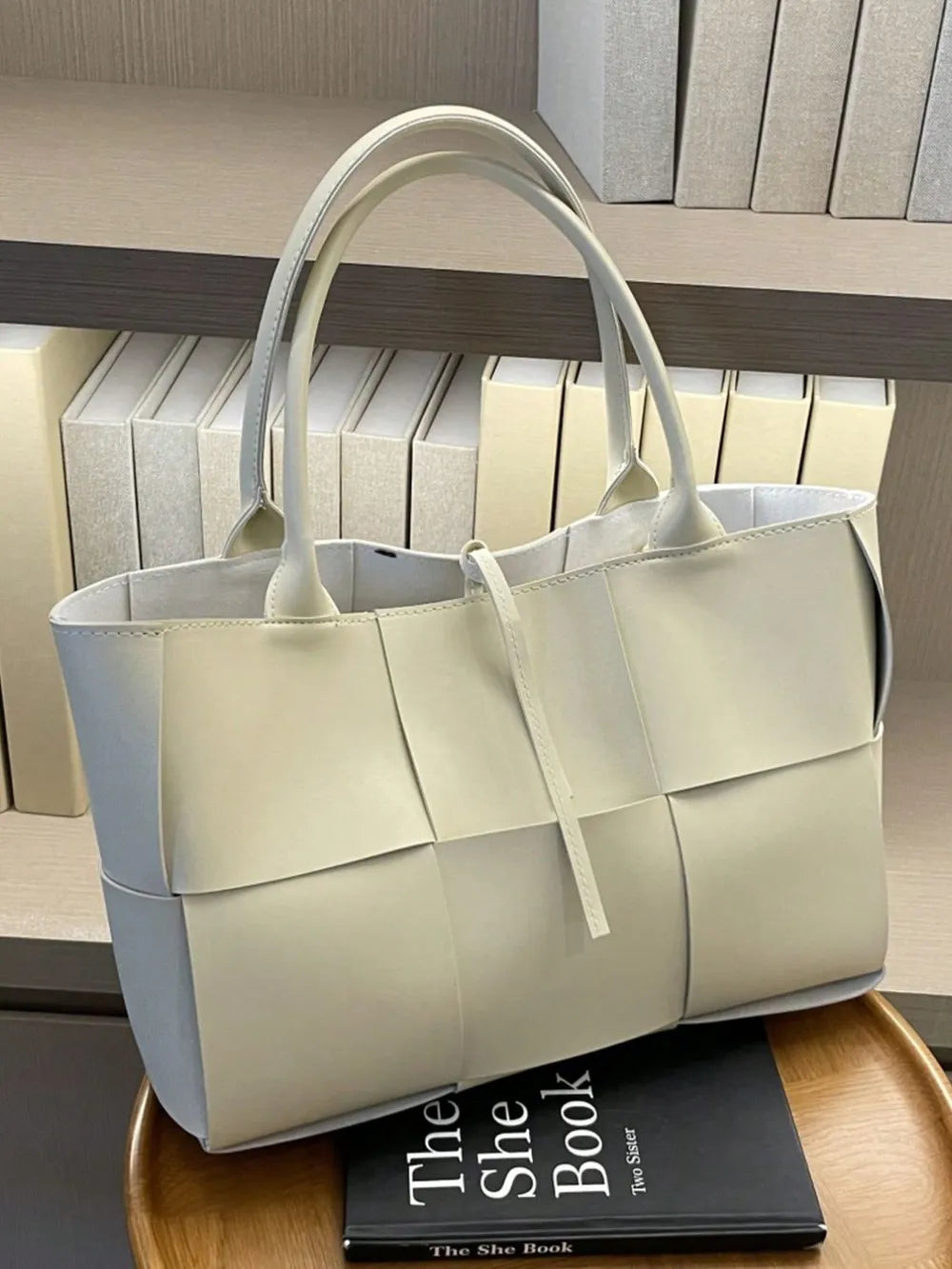 PU Leather Woven Handbag and Clutch Set - handbags by Trendsi | Available at Handbags Specialist Headquarter