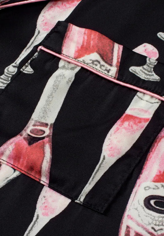 Champagne Print Short Sleeve Top and Shorts Set - Sleepwear by Trendsi | Available at Handbags Specialist Headquarter