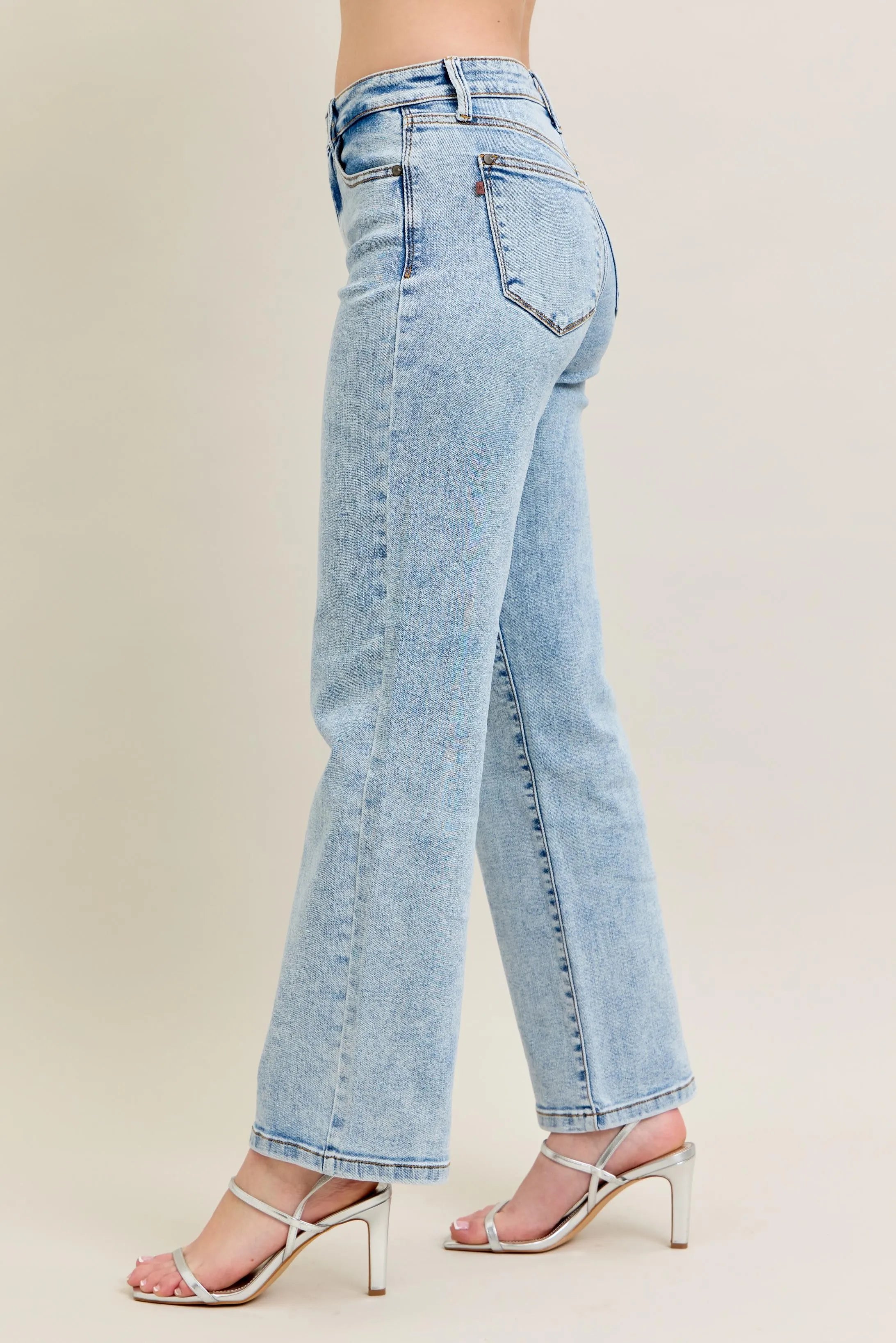 Judy Blue Full Size High Waist Stone Wash Straight Jeans Plus Size - Women / Jeans & Denim by Trendsi | Available at Handbags Specialist Headquarter