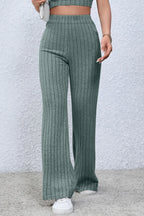 Basic Bae Full Size Ribbed High Waist Flare Pants - Women Pants by Trendsi | Available at Handbags Specialist Headquarter