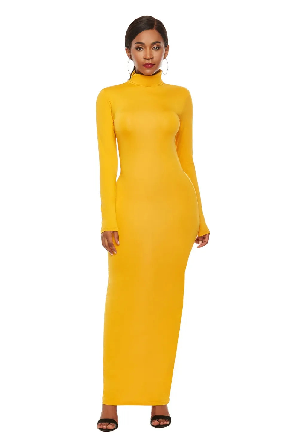 Mock Neck Long Sleeve Maxi Slim Dress - Maxi Dress by Trendsi | Available at Handbags Specialist Headquarter
