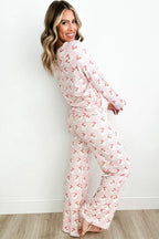 Santa Print Long Sleeve Top and Pants Lounge Set - Sleepwear by Trendsi | Available at Handbags Specialist Headquarter