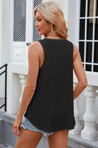 Florira Eyelet Round Neck Tank - Tops by Trendsi | Available at Handbags Specialist Headquarter