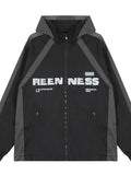 Men's Letter Zip Up Hooded Windbreaker Jacket - Men's jackets by Trendsi | Available at Handbags Specialist Headquarter