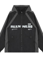 Men's Letter Zip Up Hooded Windbreaker Jacket - Men's jackets by Trendsi | Available at Handbags Specialist Headquarter