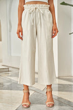 Drawstring Paperbag Waist Wide Leg Pants - Women Pants by Trendsi | Available at Handbags Specialist Headquarter