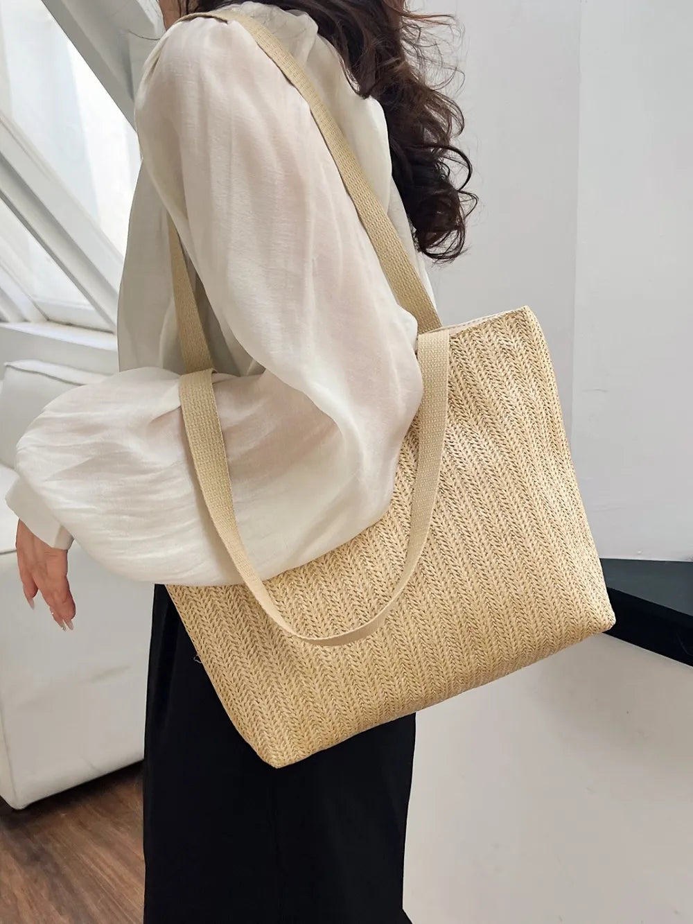 Straw Woven Tote Bag - Tote Bag by Trendsi | Available at Handbags Specialist Headquarter