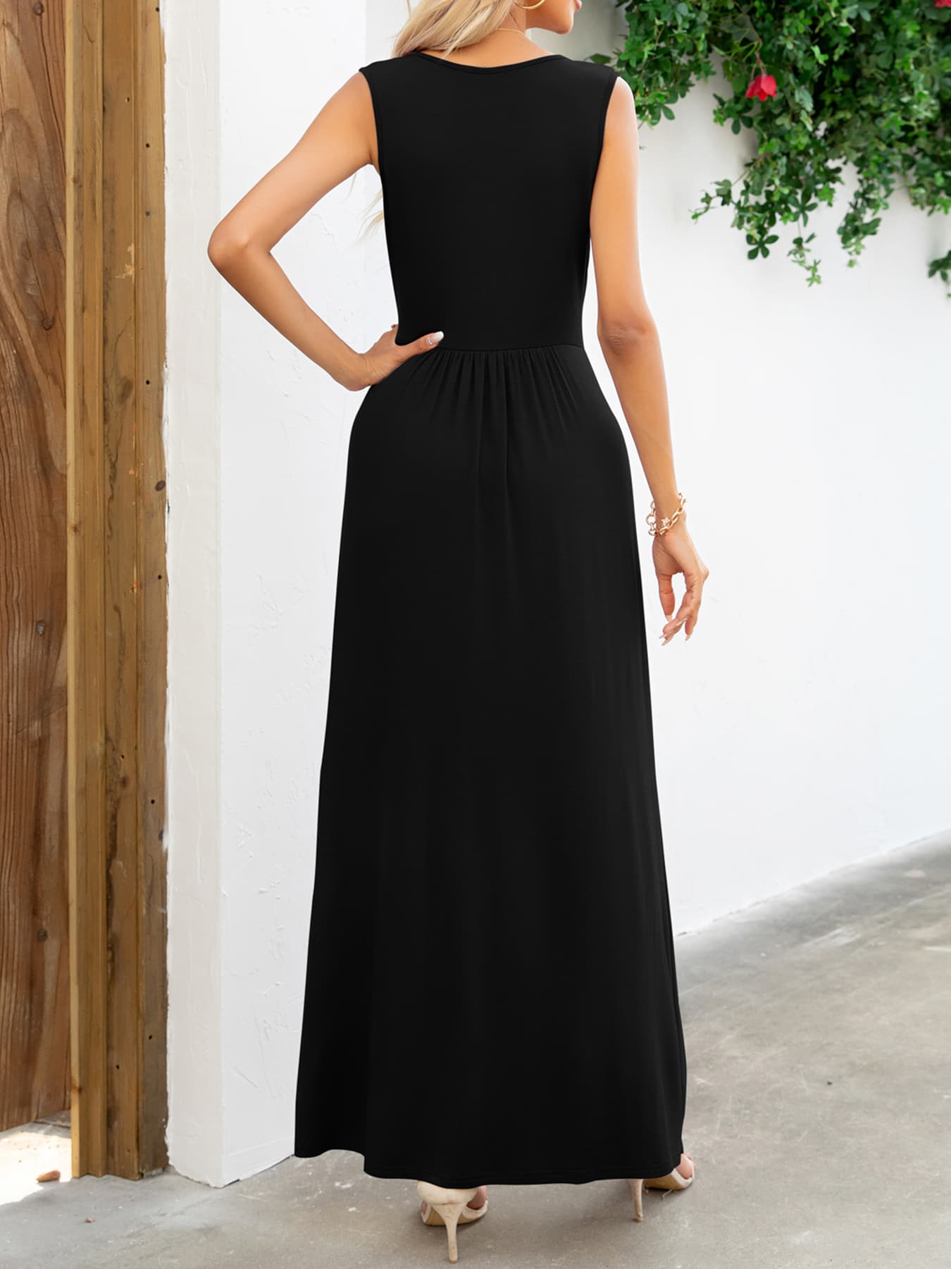 Surplice Neck Sleeveless Maxi Dress - Maxi Dress by Trendsi | Available at Handbags Specialist Headquarter