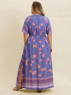 Plus Size Printed V-Neck Flutter Sleeve Dress - Dresses by Trendsi | Available at Handbags Specialist Headquarter