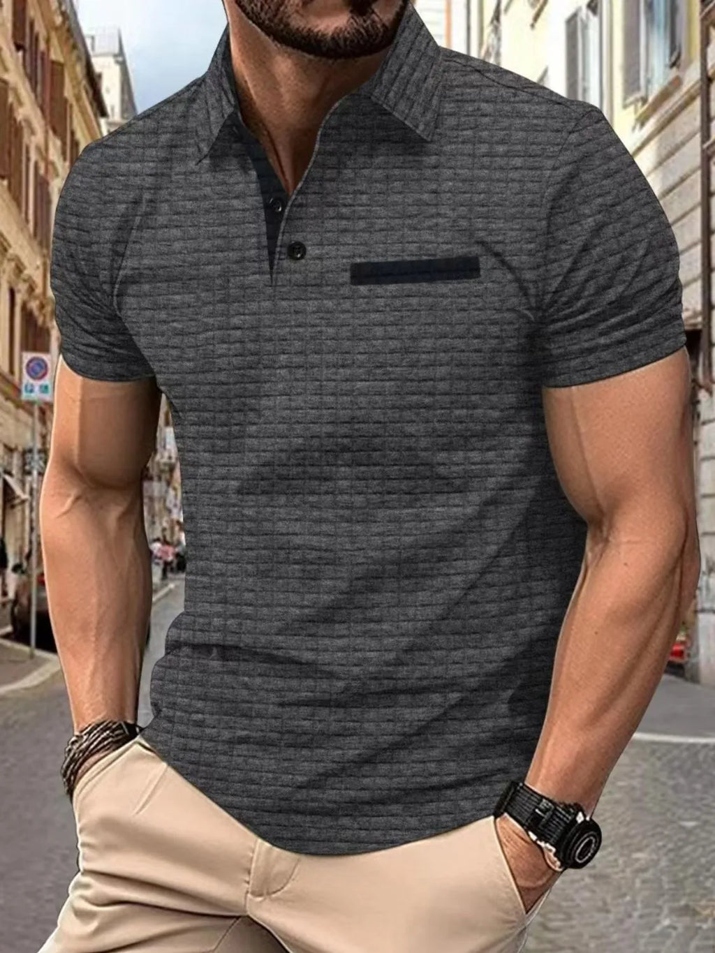 Men's Full Size Collared Neck Short Sleeve Polo Plus Size - Men's Shirts by Trendsi | Available at Handbags Specialist Headquarter