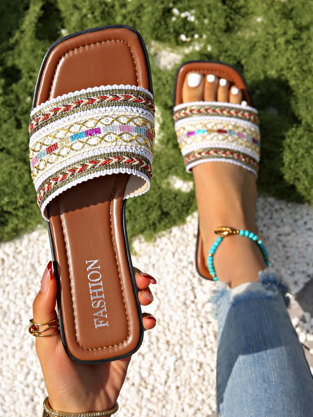 Open Toe Flats Sandals - Women Sandals by Trendsi | Available at Handbags Specialist Headquarter