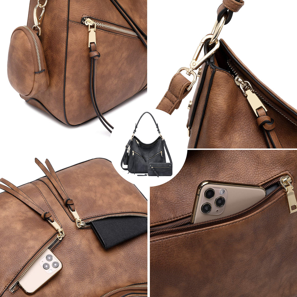 Lapsting Boho Faux Leather Hobo Shoulder Bag