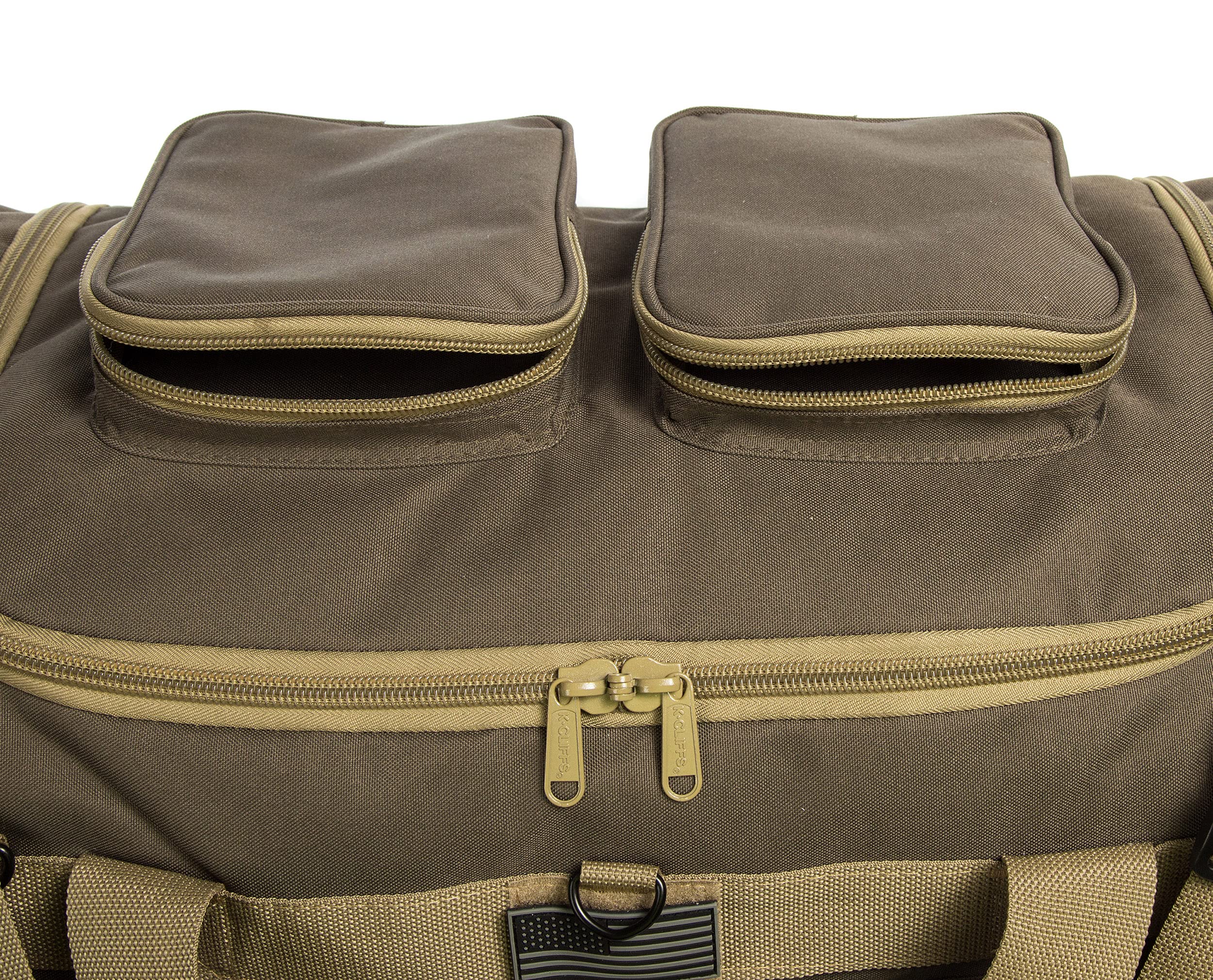 K-Cliffs Heavy Duty Tactical Range Duffel Quality Gear Travel Sports Gym Equipment Bag Military Molle Lockable Zippers with US Flag Patch 27 Inch Black – ##variant## 