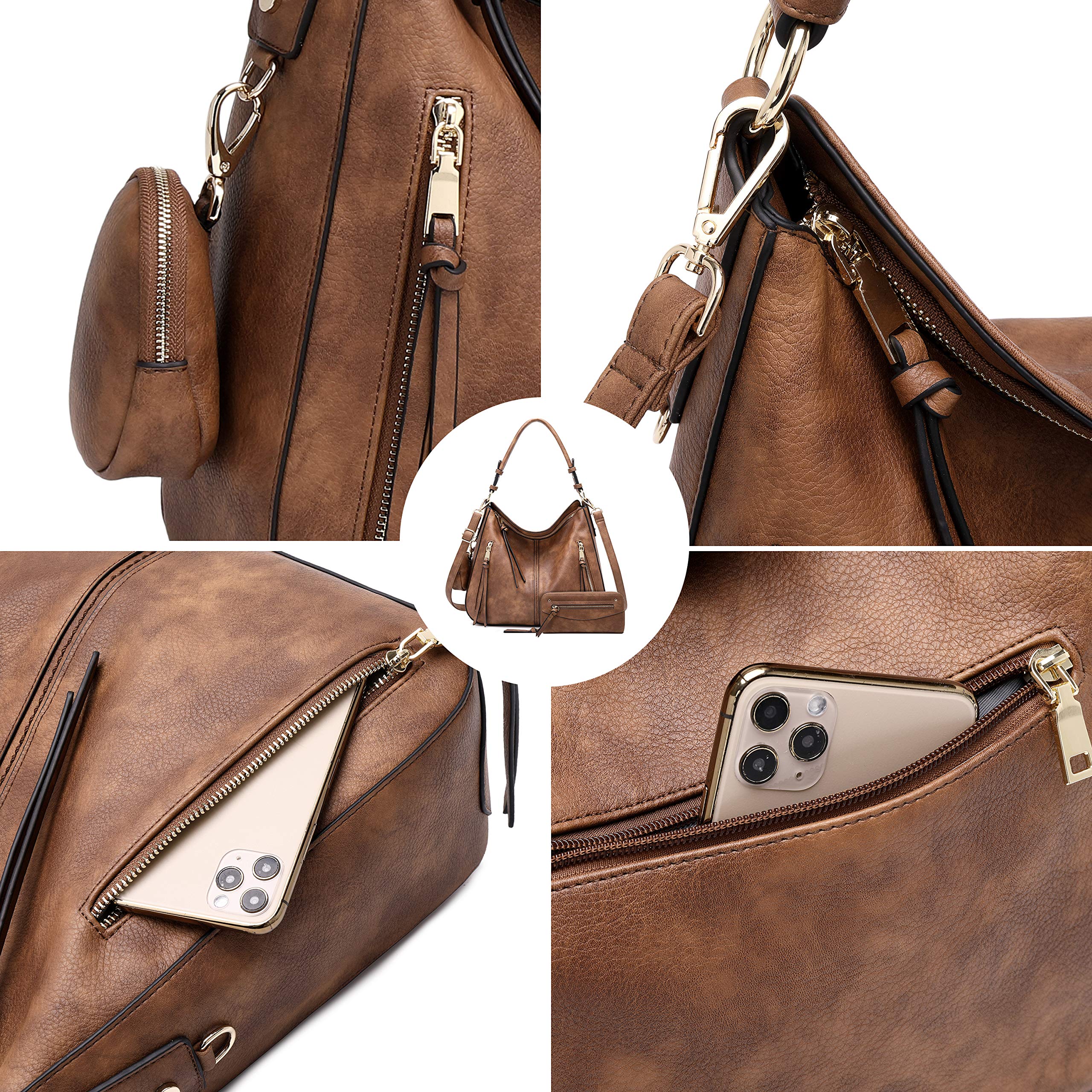 Lapsting Boho Faux Leather Hobo Shoulder Bag