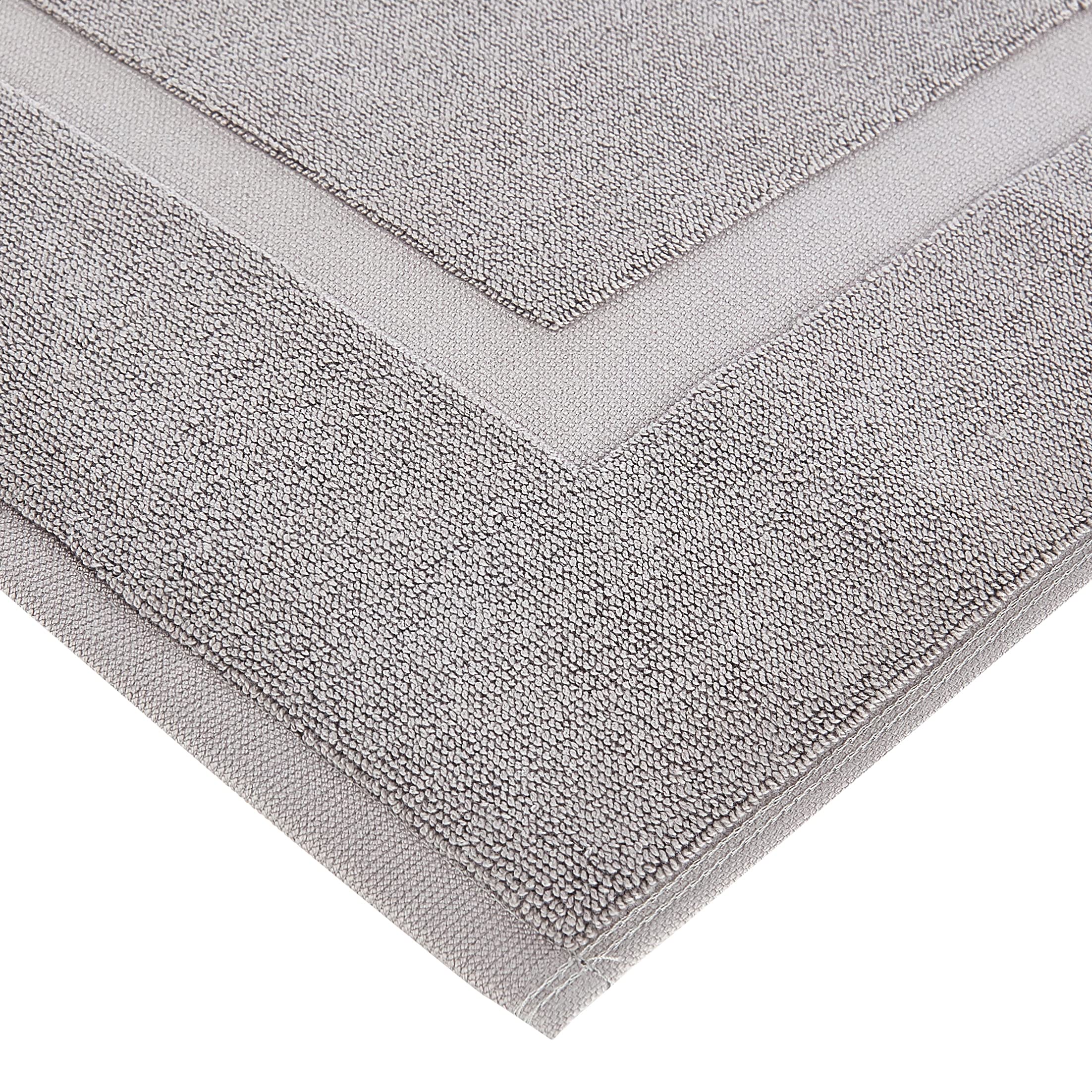 Soft Silver Banded Bath Rug Mat - Decor by Handbags Specialist Headquarter | Available at Handbags Specialist Headquarter