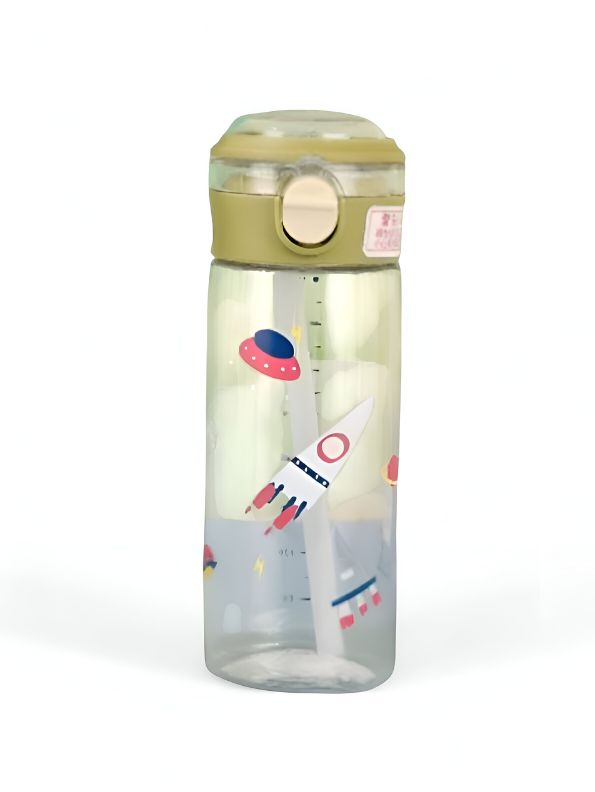 AstroDrip - 560 ml Water Bottle for Kids with Straw | BPA-Free & Non-Toxic | Fun UFO & Rocket Cartoon Print | Leak-Proof School & Travel Bottle for Boys & Girls NOV6328. - Water Bottles by Yoga Gym Dropshipping Store | Available at Handbags Specialist Headquarter