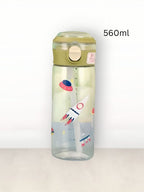 AstroDrip - 560 ml Water Bottle for Kids with Straw | BPA-Free & Non-Toxic | Fun UFO & Rocket Cartoon Print | Leak-Proof School & Travel Bottle for Boys & Girls NOV6328. - Water Bottles by Yoga Gym Dropshipping Store | Available at Handbags Specialist Headquarter