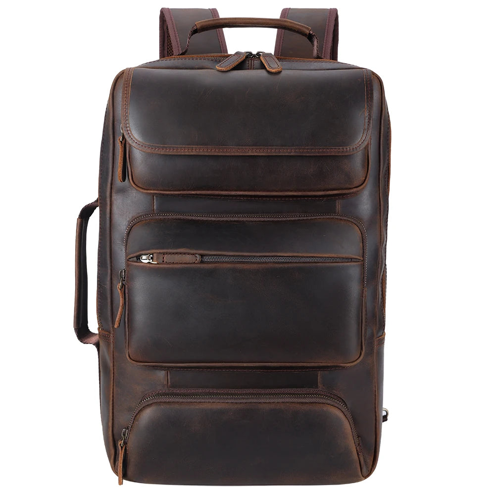 New Design Full Grain Genuine Crazy Horse Leather Backpack Genuine Leather Travel Backpack - Backpack Bags by Handbags Specialist Headquarter | Available at Handbags Specialist Headquarter