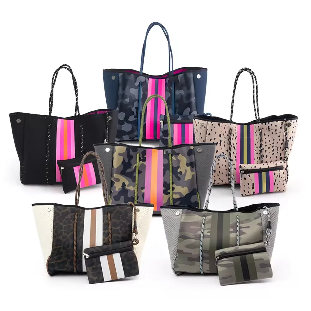 Hot Selling Women Handbags Ladies Perforated Carrying Sea Neoprene Beach Handbag Summer Neoprene Bags for Women - Handbags by Handbags Specialist Headquarter | Available at Handbags Specialist Headquarter