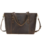 TIDING Festival Gift Christmas Custom Logo Retro Crazy Horse Leather Handbag Lady Brown Shoulder Bag Women Leather Tote Bag -  by Handbags Specialist Headquarter | Available at Handbags Specialist Headquarter